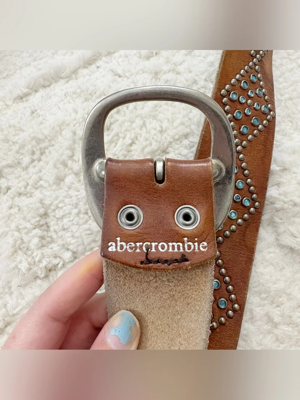 Vintage Y2K Abercrombie & Fitch Leather Studded Belt Small